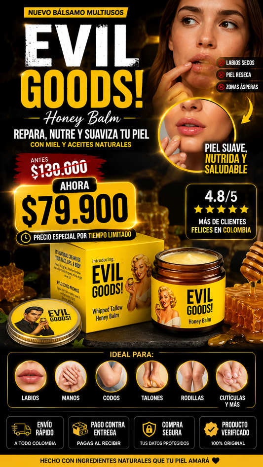 Evil Goods! Honey Balm, bálsamo multiusos con miel para labios, manos, codos y talones