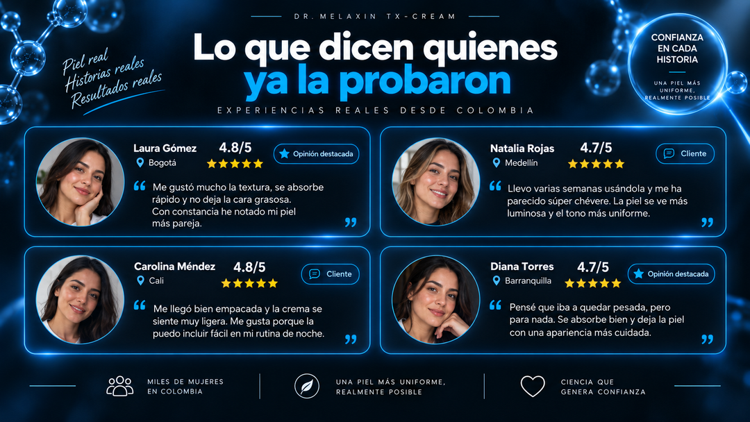 Reseñas de clientas de Dr. Melaxin TX-CREAM en Colombia