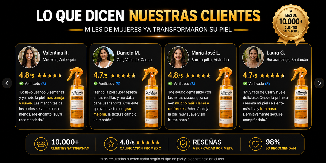 Clientas satisfechas con el spray exfoliante Dr. Melaxin