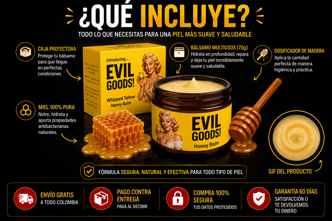 Qué incluye tu compra: 1 bálsamo multiusos Evil Goods Honey Balm de 70g