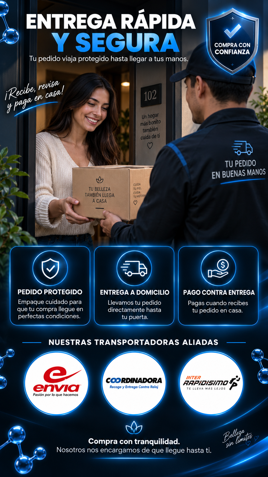 Entrega rápida y segura con pago contra entrega en Colombia