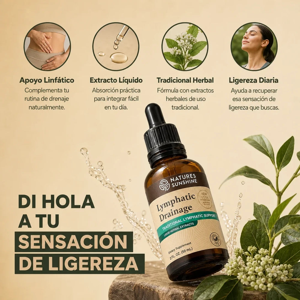 Lymphatic Drainage: apoyo linfático, extracto líquido, tradicional herbal y ligereza diaria